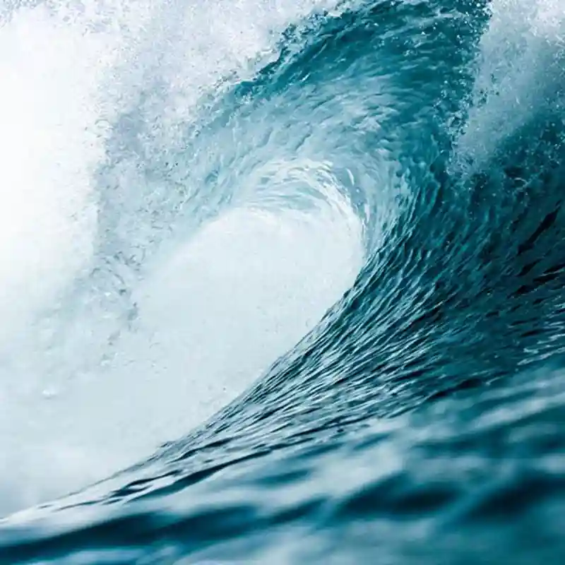Close up of a wave in the ocean.